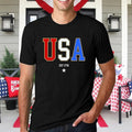 Distressed Ripped American Flag Mens Crew Neck Short Sleeve Patriotic Tee Shirt