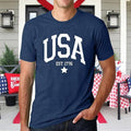 USA 250th Anniversary Eagle And Flag Mens Patriotic Short Sleeve Graphic Tee