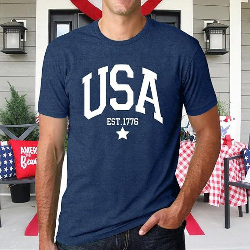USA 250th Anniversary Eagle And Flag Mens Patriotic Short Sleeve Graphic Tee